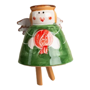 Handpainted Pomegranate Angel Ceramic Bell