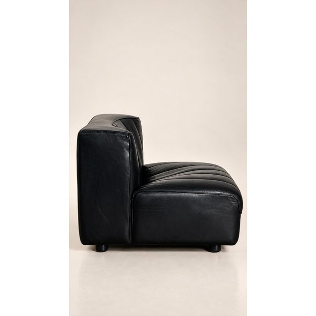 Black Leather 9000 Modular Sofa by Tito Agnoli for Mobilier International, 1975, Set of 2 For Sale - Image 9 of 18