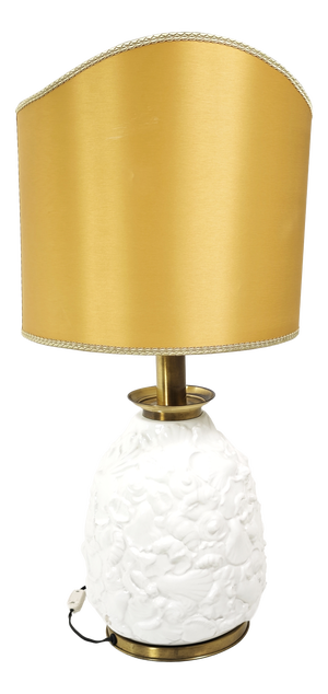 White Ceramic Table Lamp with Embossed Shell Motifs, 1960s