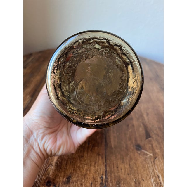 Glass Midcentury Modern Eo Brody Co Smoky Brown Textured Glass Vase 8" For Sale - Image 7 of 7