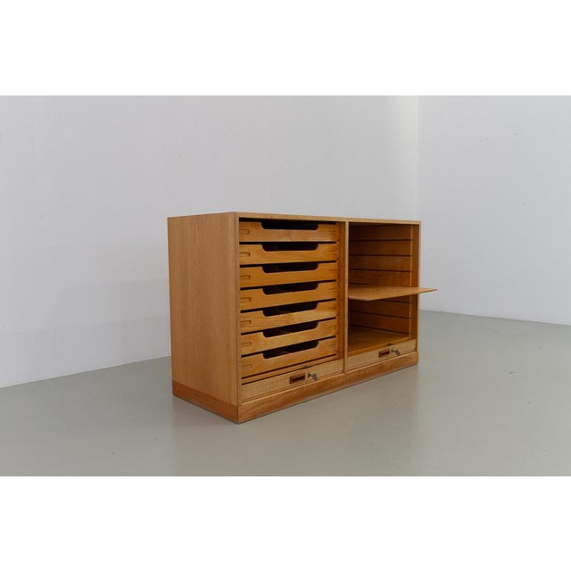 Mid-Century Modern Danish Double Tambour Cabinet in Oak and Teak from Næstved Møbelfabrik, 1960s For Sale - Image 3 of 18