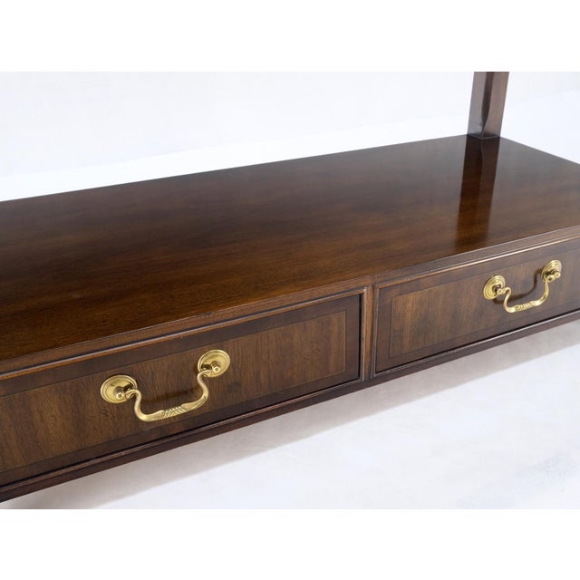 Wood Mahogany Banded Inlay Drop Leaf Silver Drawer 5 Drawers Server Cart on Wheels For Sale - Image 7 of 12