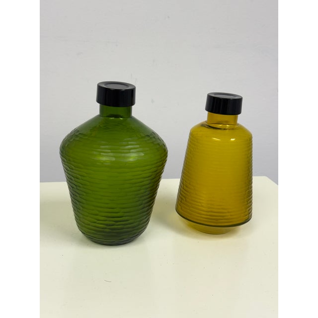 BoConcept Battuto Cut Glass Decorative Bottles, Set of Two For Sale - Image 4 of 12