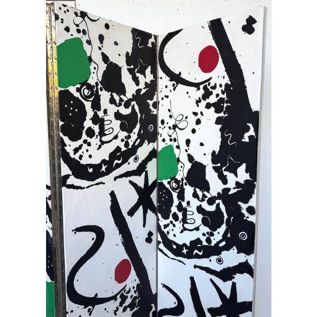 Alexander Calder “Splotchy” 3-Panel Linen-Mounted Screen Laverne International For Sale - Image 6 of 12
