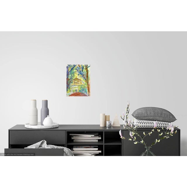 FREE shipping. Delicate and original contemporary plein air pastel and ink painting featuring a garden where the artist...