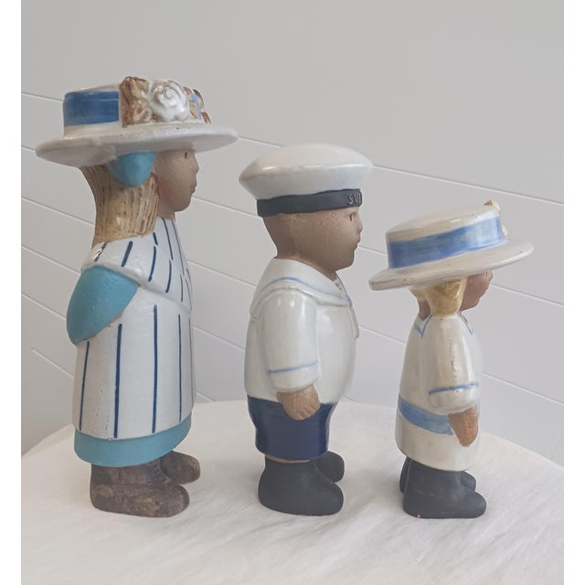 1970s Vintage Lisa Larson Gustavsberg Sweden "Sekelskifte" Stoneware Figurine Trio For Sale - Image 5 of 10