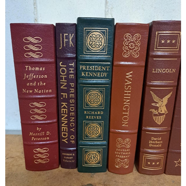 American Easton Press Library of the Presidents Set of 9 Leather Books For Sale - Image 3 of 17
