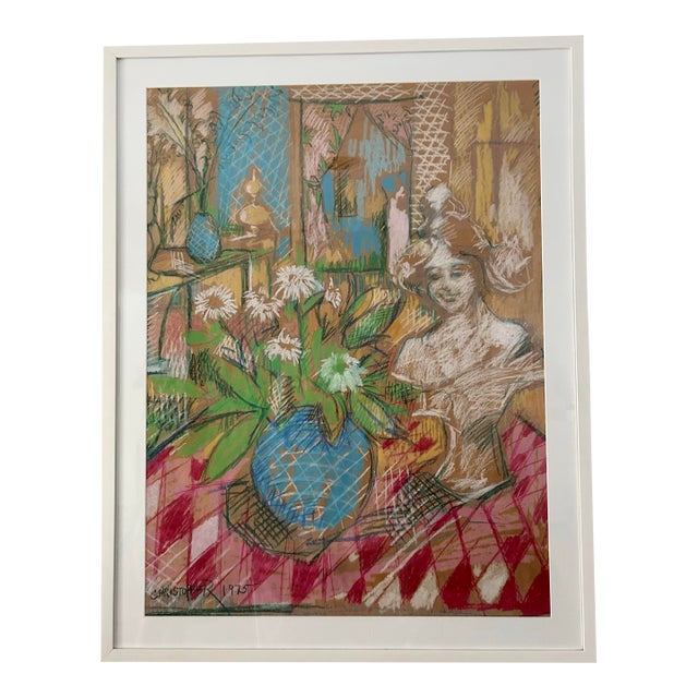 Vintage Still Life Pastel Drawing, Christopher 1975 For Sale
