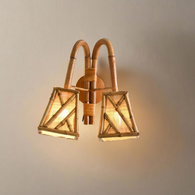 Bamboo & Rattan in Chippendale Fretwork Design Wall Sconce For Sale - Image 4 of 5
