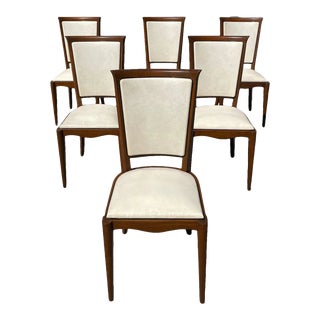 1940s Vintage French Art Deco Dining Chairs - Set of 6 For Sale