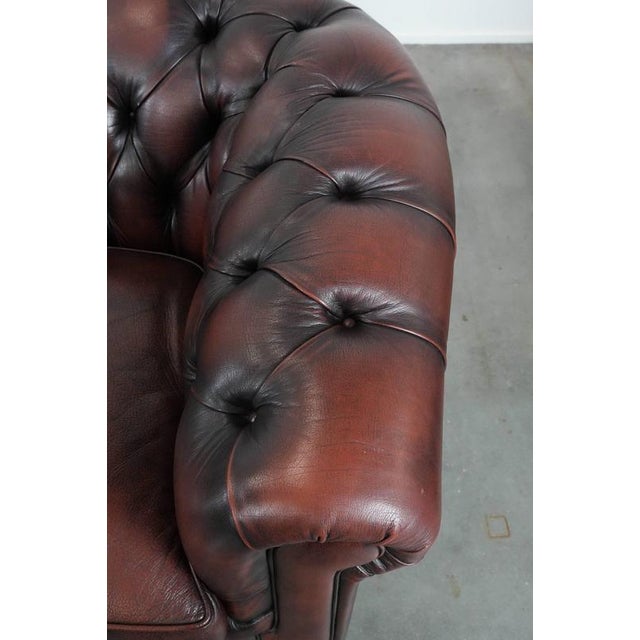 Brown English Style Red-Brown Cowhide Chesterfield Sofa For Sale - Image 8 of 16