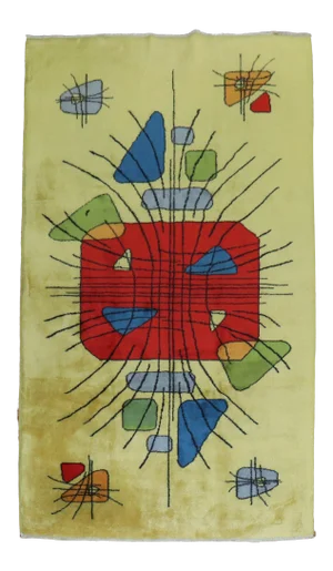 Yellow Zeki Muren Turkish Deco Rug, 5'2'' X 8'4''