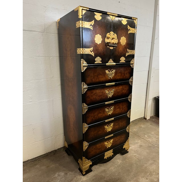 Asian Korean Asian Bandaji Lingerie Chest Brass Butterfly Hardware For Sale - Image 3 of 11