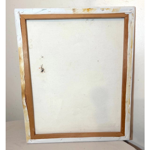 Share Large Vintage Original Expressive American Indian Roy Pierce Oil Painting Canvas For Sale - Image 11 of 11