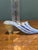 Mid-20th Century Italian Murano Glass Slipper With Blue and White Zanfirico Ribbon Filigree For Sale - Image 11 of 11