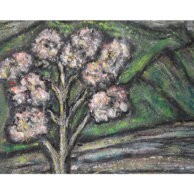Mid 20th Century Trees in Bloom Along the River Landscape in Oil on Heavy Cardstock by Honora Berg For Sale - Image 5 of 8
