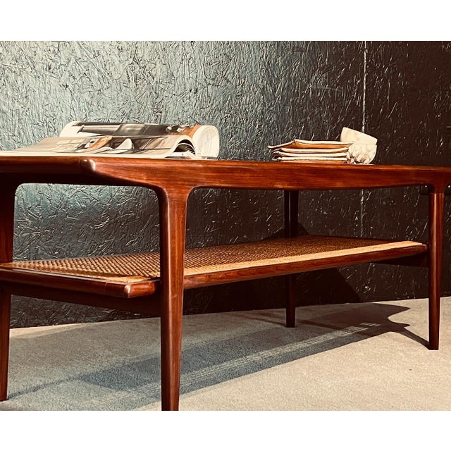 Mid-Century Coffee Table with Rattan Rack by John Herbert for A Younger For Sale - Image 4 of 14