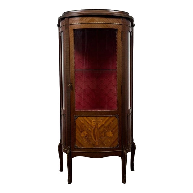 Antique Early 20th Century French Mahogany Display Vitrine Cabinet For Sale