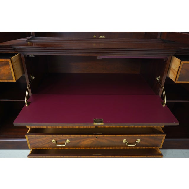 Wood Henkel Harris Breakfront Bar Mahogany Bookcase For Sale - Image 7 of 18