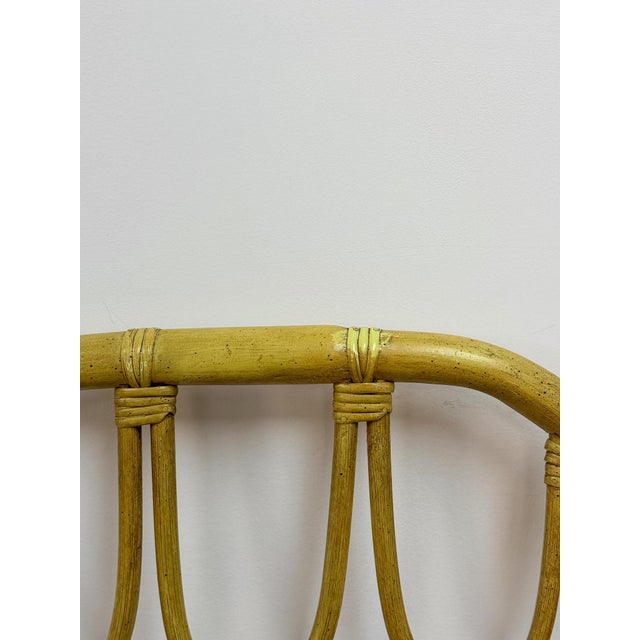 Wood Mid 20th Century Coastal, Yellow Faux Bamboo, Hollywood Regency, Twin Headboard, Woven Details For Sale - Image 7 of 10