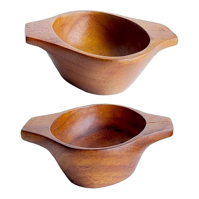 1960s Taverneau Wood Snack Bowls in the Style of Arthur Umanoff, Set of 2 For Sale