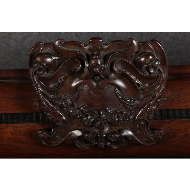 Baroque Cabinet Amsterdam Schapp, 5 Ebonized Columns, Pillow Fillings, Carved Chapters - Doors - Cornice, Secret Compartment, on High Feet, 1880 For Sale - Image 12 of 18