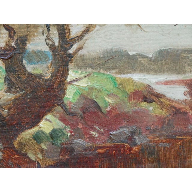 An Impressionism landscape with river oil painting by listed British artist Arthur Spooner NSA (1873-1962). The work...