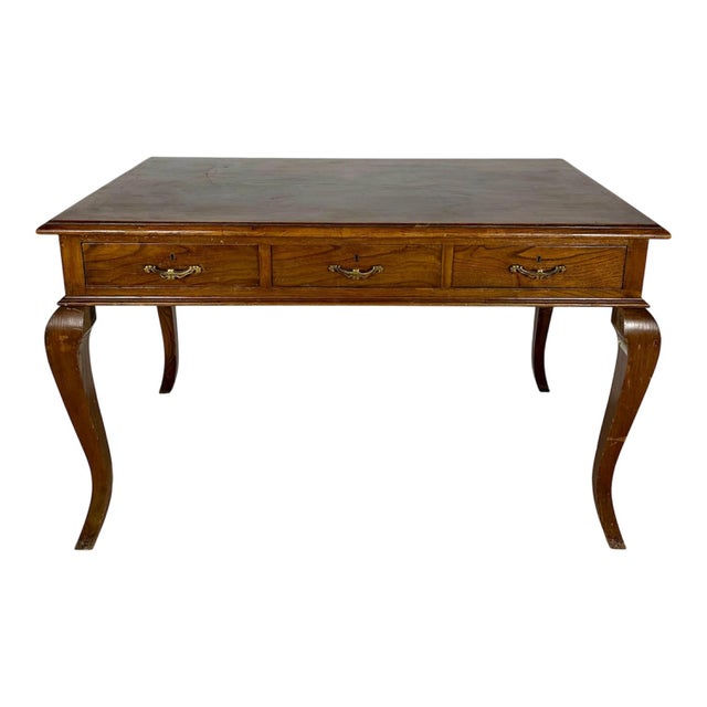 Spanish Oak Writing Desk with Three Drawers, 1940 For Sale - Image 11 of 11