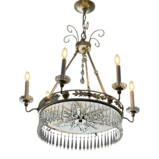Neoclassical or Regency Dore, Crystal, Six Arm Chandelier, Italy For Sale