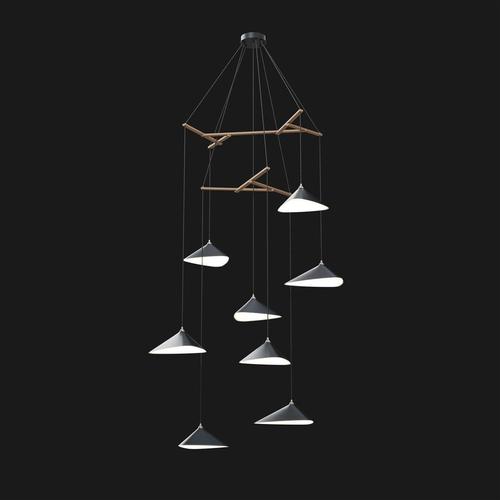 Wood Emily V8 Vertical Pendant Light in Steel with Dark Bronze Finish by Moss Objects For Sale - Image 7 of 9