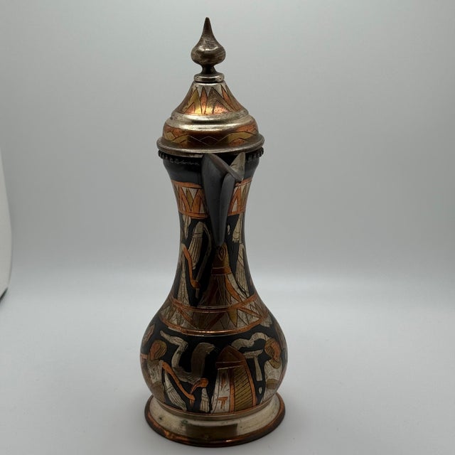 Traditional Vintage Metal Egyptian Arabic Dallah or Ewer For Sale - Image 3 of 8