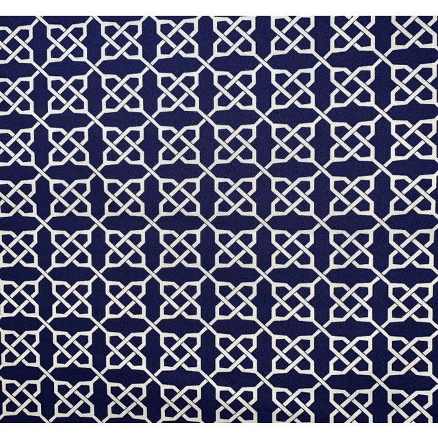 Vicki Payne Free Spirit Blue Links Celtic Knot Chinoiserie Fretwork Lattice Trellis Fabric- 3.7 Yards For Sale