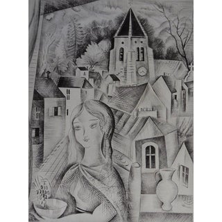 Mily Possoz, L'Eglise de Fontenay, Etching For Sale