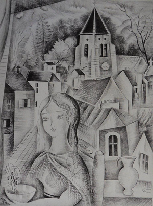 Mily Possoz, L'Eglise de Fontenay, Etching