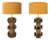 German Ceramic Flower and Oak Table Lamps, Germany, 2010s, Set of 2 For Sale
