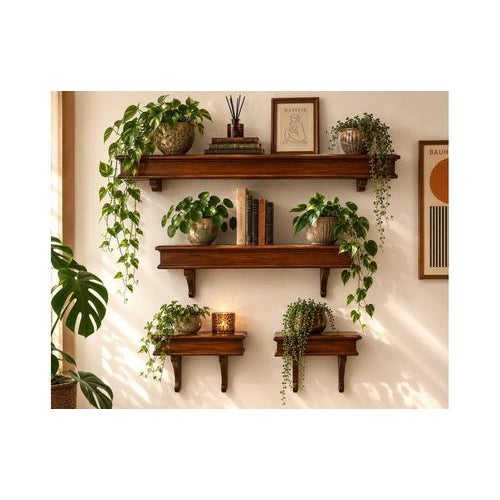 Vintage Wooden Wall Shelves, Set of 4 For Sale - Image 3 of 16
