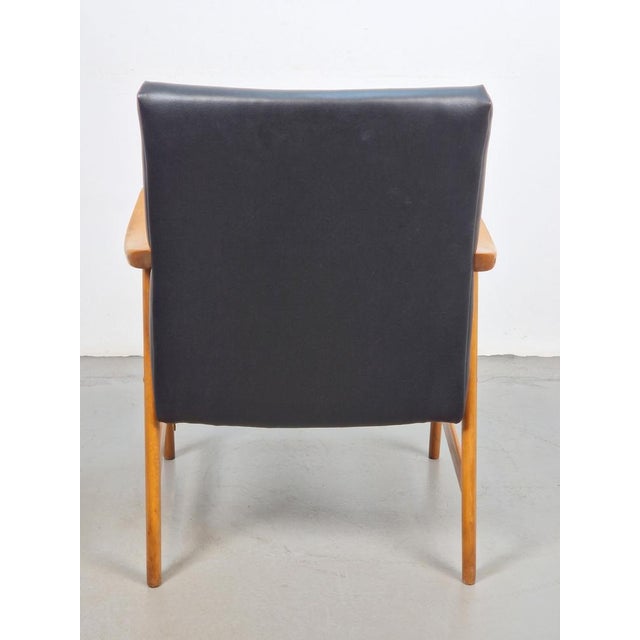Vintage armchair de ster gelderland danish design '60s vintage danish design armchair beech frame reupholstered with black...