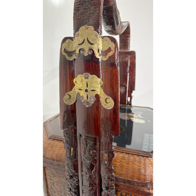 Brown Antique Chinese Tiered Wicker Wedding Basket For Sale - Image 8 of 12