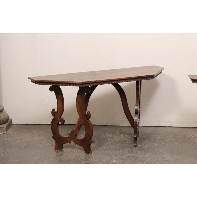 19th Century Italian Halved-Octagon Lyre Leg Consoles For Sale - Image 4 of 12