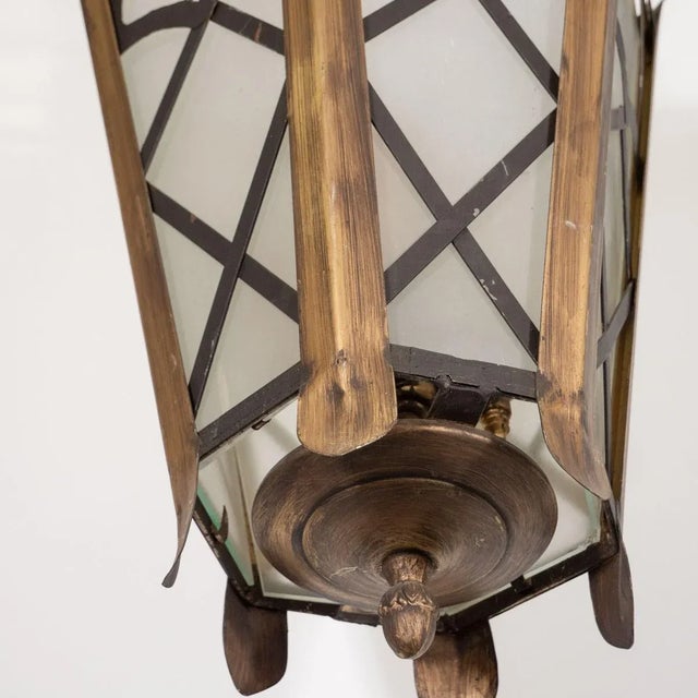 Metal Vintage Gilt Metal Lantern For Sale - Image 7 of 8