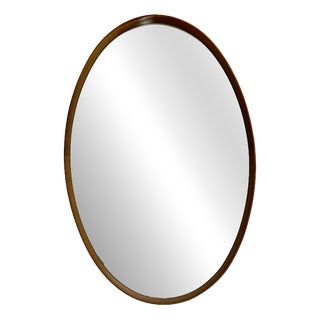 Large Oval Beech Wood Wall Mirror, 1960 For Sale