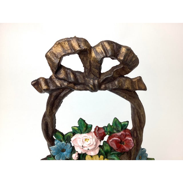 Early 19th Century Antique Hubley Flower Basket Doorstop in Great Paint For Sale - Image 5 of 8