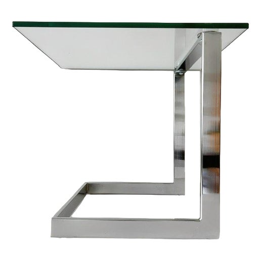 Vintage Postmodern Glass Side Table in Chrome from Gebra, Germany, 1980s For Sale