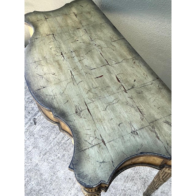 Wood Vintage Mainland Smith Gold Finish Wood Console Table For Sale - Image 7 of 12