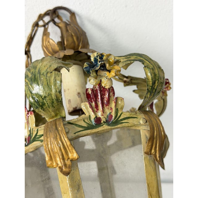 Vintage Wall Lamps and Pendant Light in Decorated Wrought Iron, 1950s, Set of 3 For Sale - Image 8 of 12