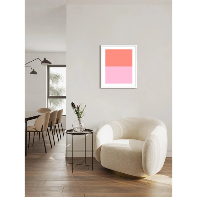Gen Sohr Color Studies, Salmon/Pink by Pencil & Paper in White Frame, Small Art Print For Sale - Image 4 of 4