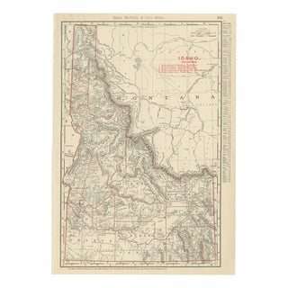 Antique Map of Idaho The Gem State by Ran McNally, 1899 For Sale