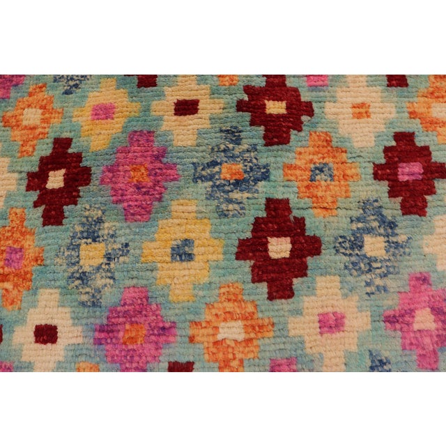 1990s Boho Chic Balochi Jayvon Blue/Red Wool Rug - 3'2''x4'10'' For Sale - Image 5 of 11