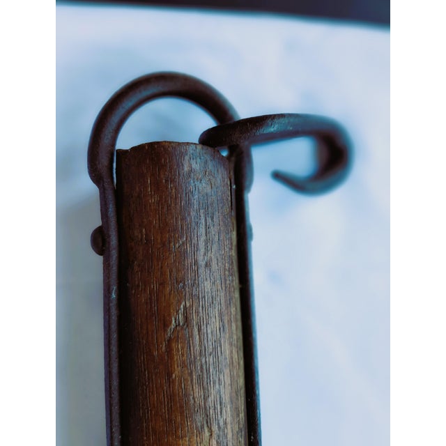 Antique Oak Singletree With Hand=Forged Iron Bands, Hooks and Ring For Sale In New York - Image 6 of 10