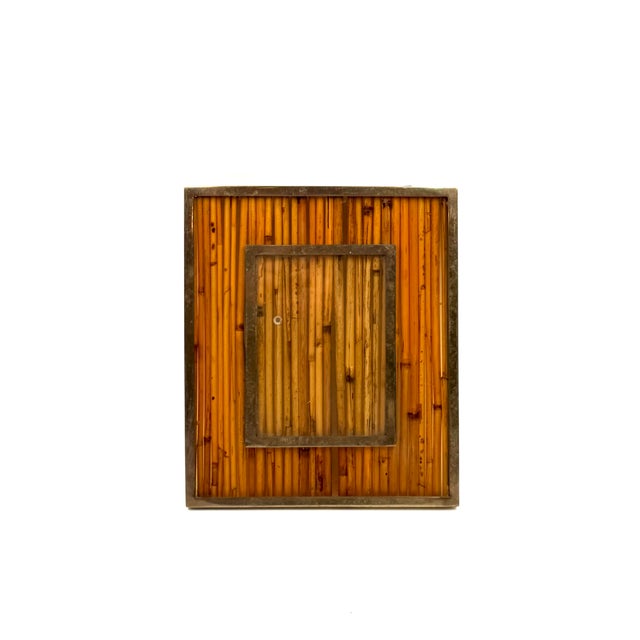 Hollywood Regency Hollywood Regency Bamboo & Brass Picture Frame, in the Manner of Gabriella Crespi Italy 1970s For Sale - Image 3 of 13